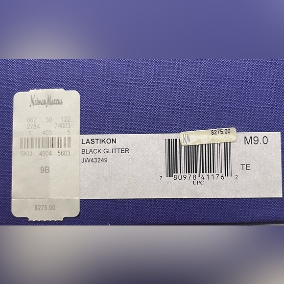 New Stuart Weitzman Black Glitter Ballet Lastikon Flats, Shoe Size: 9 - Picture 5 of 6